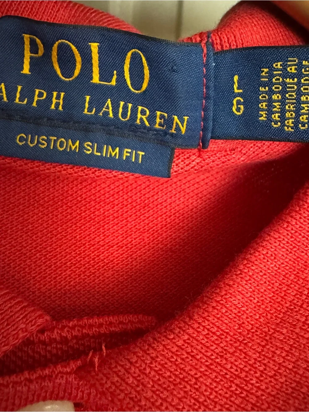 NWT Polo Ralph Lauren Custom Slim Fit Red Polo Shirt L
